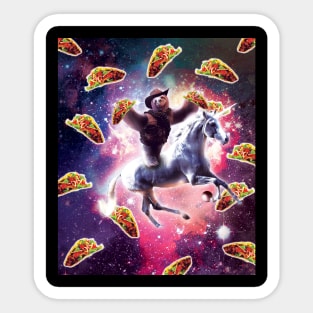 Cowboy Space Sloth On Unicorn - Taco Sticker